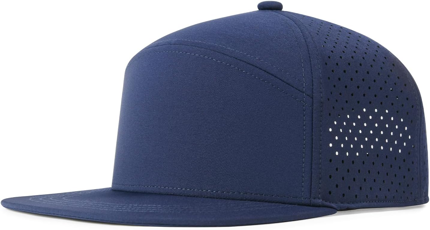 FEINION Men Laser Mesh Flat Brim Snapback Baseball Cap