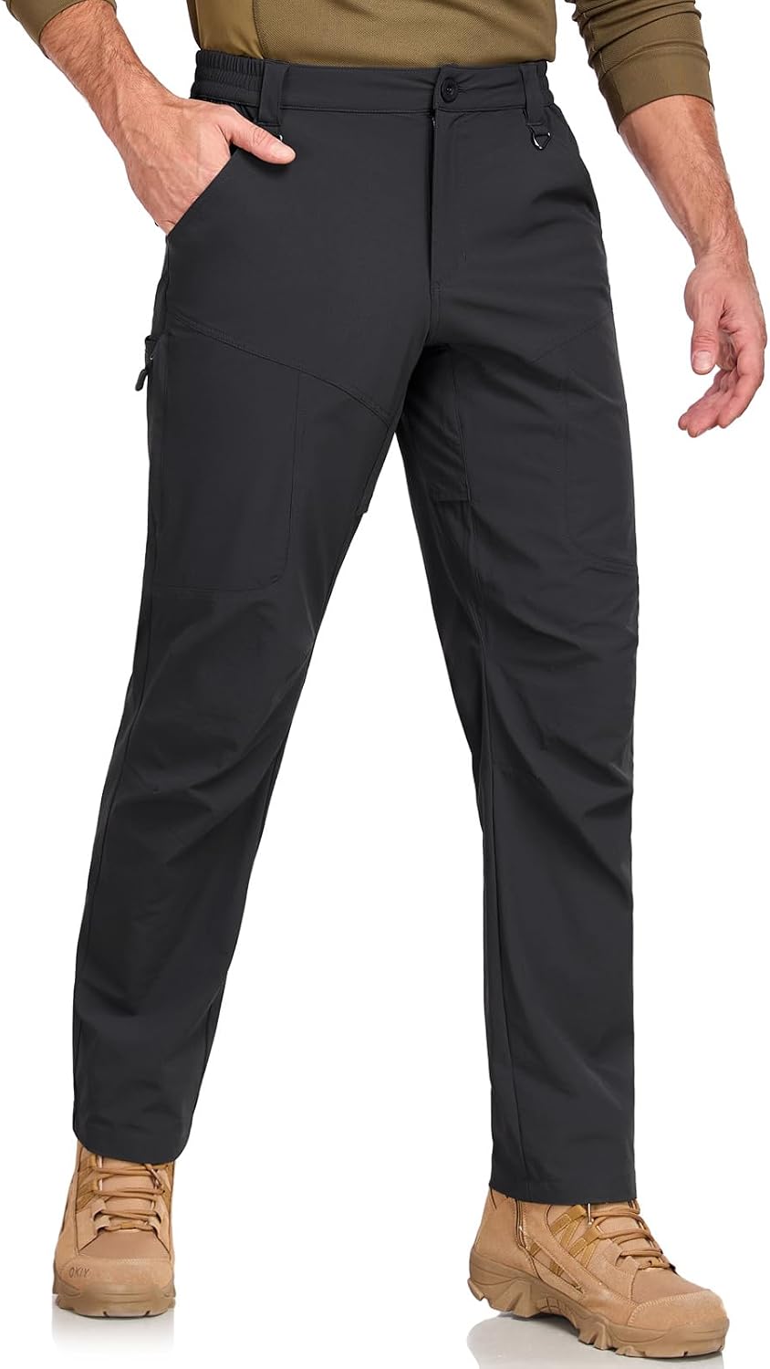 SPOSULEI Mens Lightweight Cargo Hiking Outdoor Quick Dry Work Tactical Pants 6 Pockets Water Resistant Fishing Travel Pants