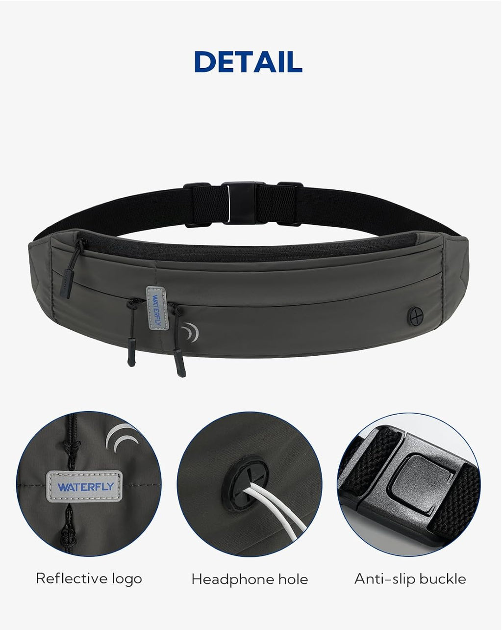 WATERFLY Running Belt Fanny Pack:Phone Holder Belt for Men Women