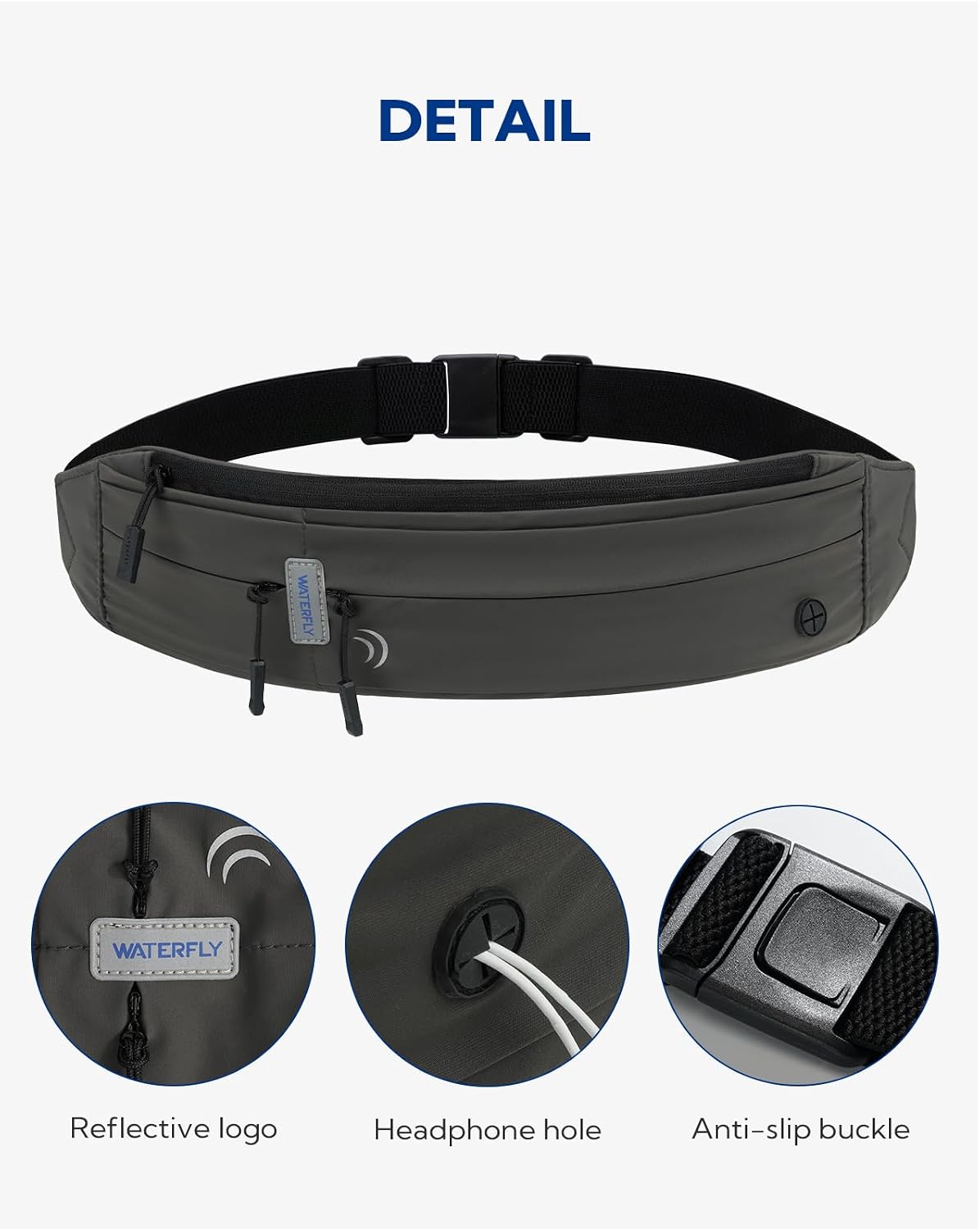 WATERFLY Running Belt Fanny Pack:Phone Holder Belt for Men Women