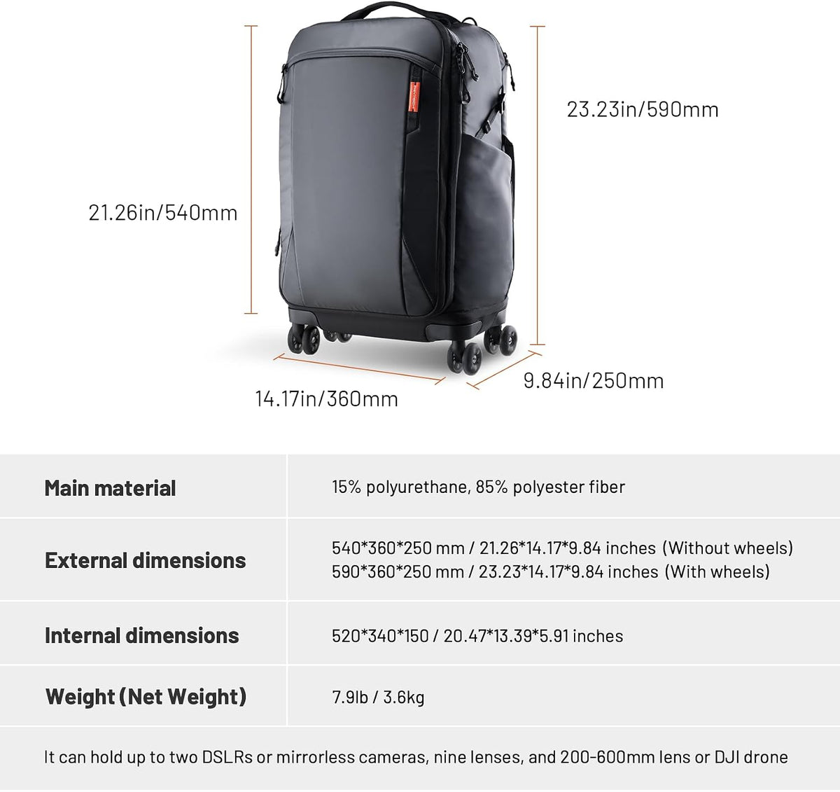 PGYTECH 2-in-1 Roller Camera Backpack Camera Bag for Travel Photographers