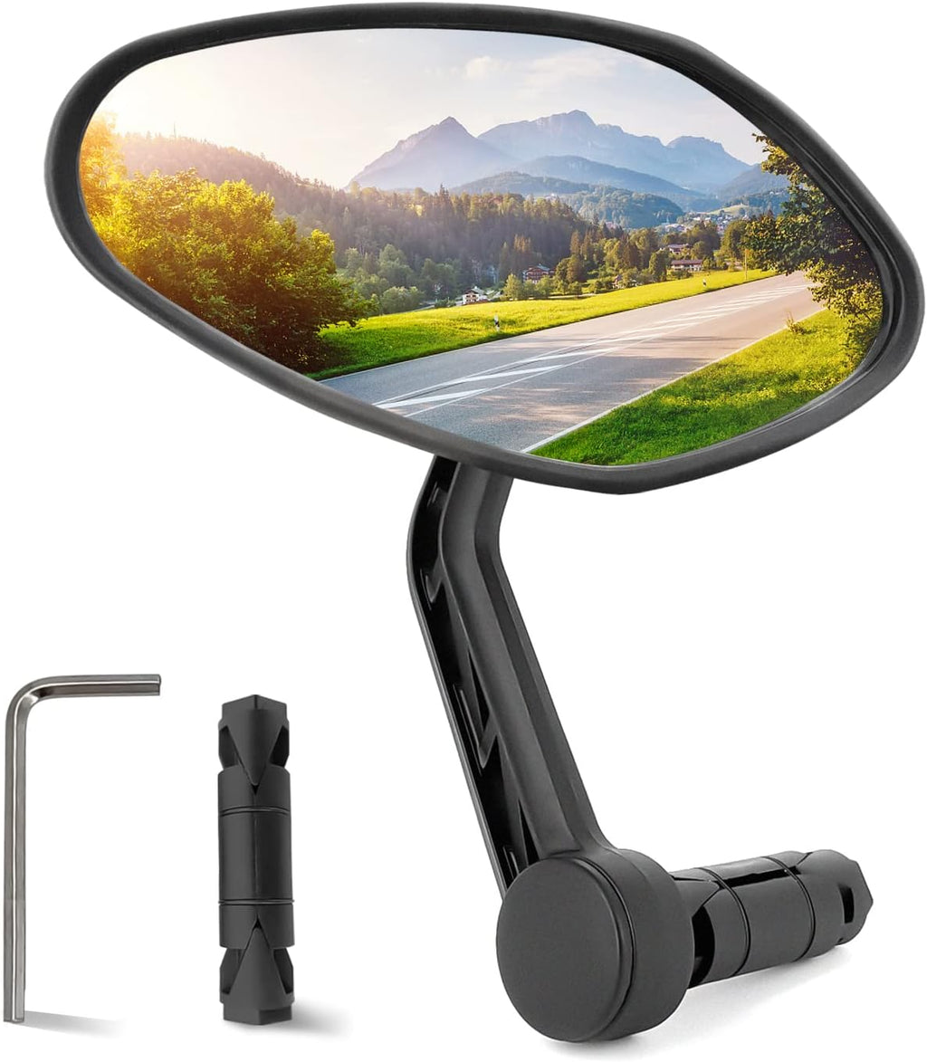 Arkham Bike Mirror for Handlebar HD Bar End Bicycle Mirror Thickened Auto-Grade Glass for Handlebar Rearview Mirror Multi-Angle Adjustable, E-Bike Universal(Oval Single)
