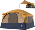 EVER ADVANCED Blackout Design 6 Person Camping Tent with 80 sq.ft Massive Vestibule, Large Mesh Screen Room, 81in Tall Expanded Headroom, Blackout Coating, 4000mm Water-Resistant Compact Orange