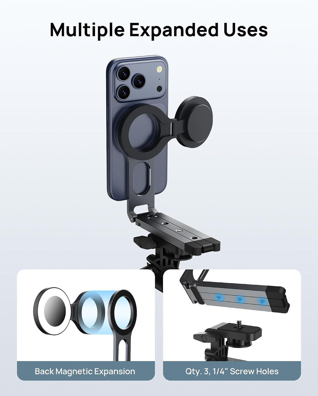 SODI Magnetic Phone Tripod Stand for iPhone - Strong Magnet Foldable Cell Phone Stand for Vlog, Gym, Travel Essentials, Mini Tripod Phone Stand Compatible with iPhone 17 16 15 14 13 12 Series