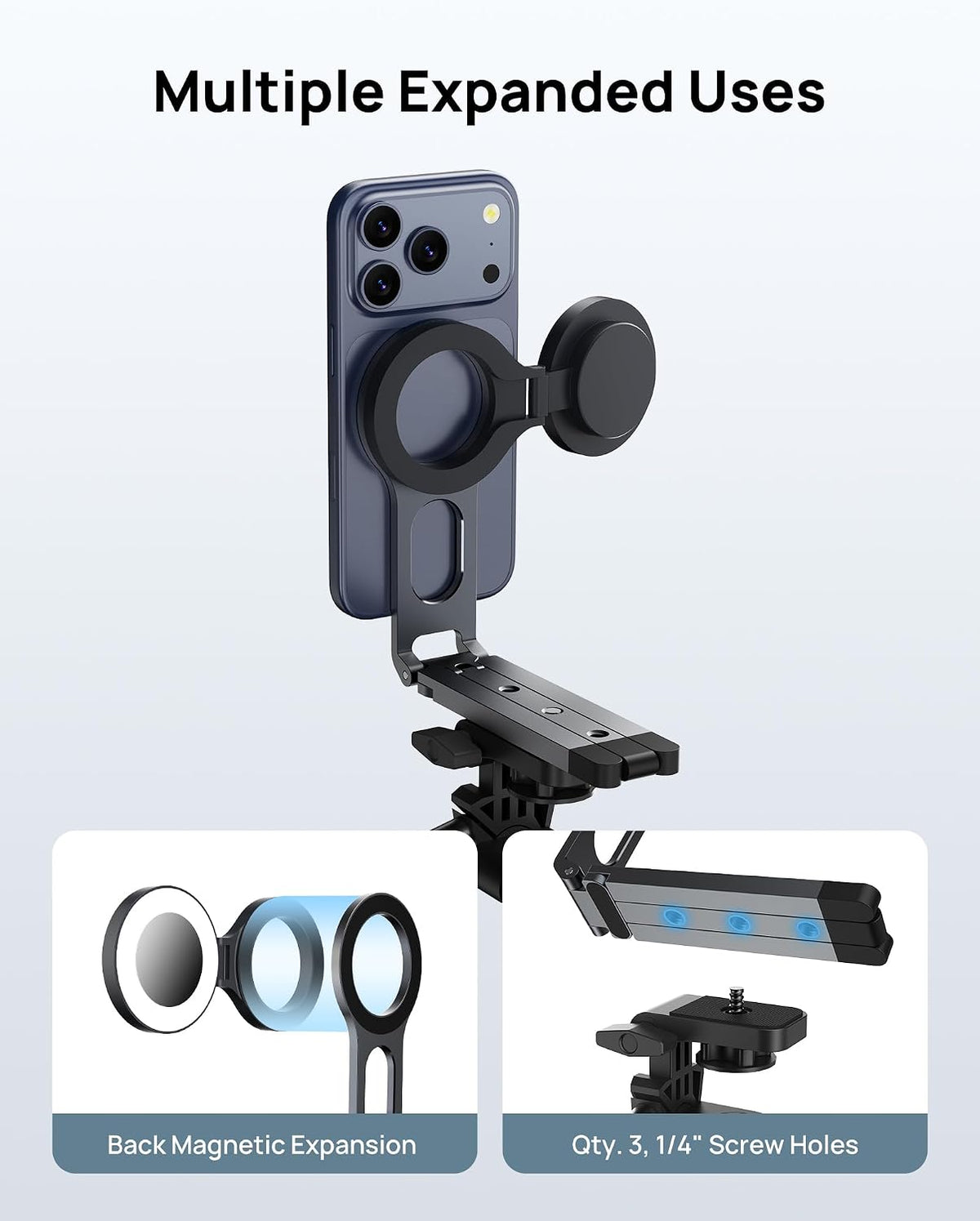 SODI Magnetic Phone Tripod Stand for iPhone - Strong Magnet Foldable Cell Phone Stand for Vlog, Gym, Travel Essentials, Mini Tripod Phone Stand Compatible with iPhone 17 16 15 14 13 12 Series