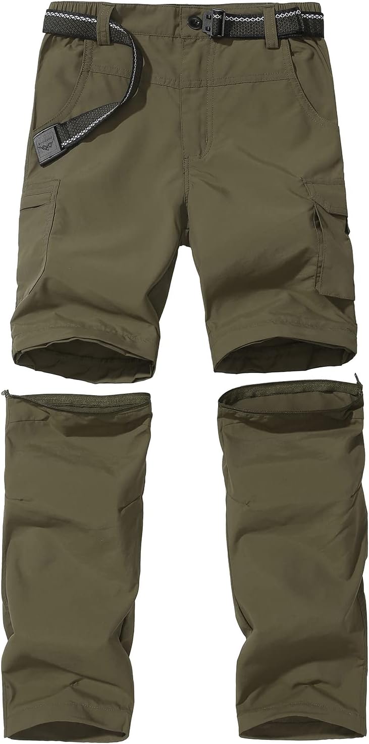 JOMLUN Boy’s Scout Pants Convertible Hiking Quick Dry Zip Off Pants Outdoor Climbing Casual Trouser Kids Youth Cargo Pants
