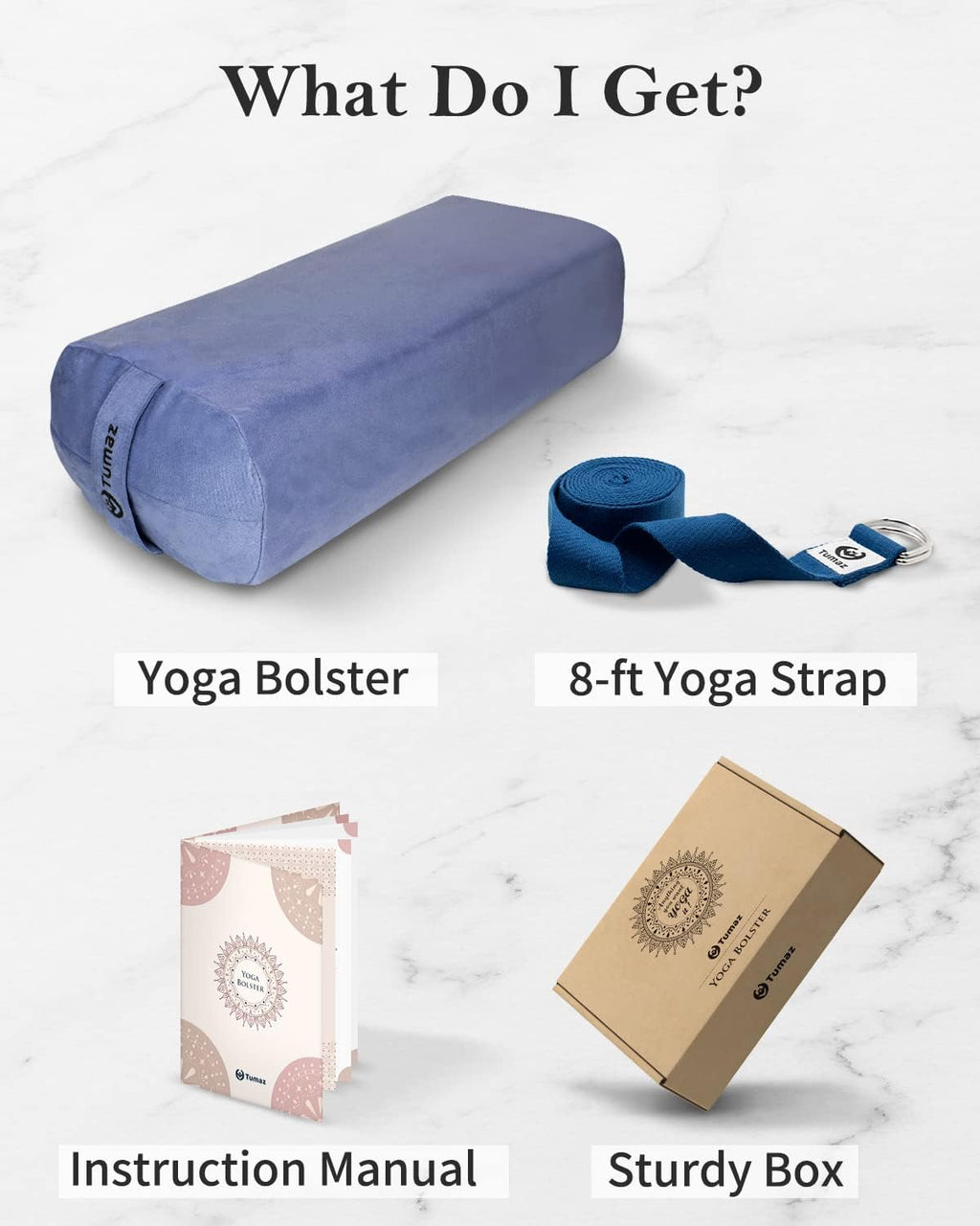 Tumaz Yoga Bolster Set, Rectangular Yoga Bolster with Washable Cover