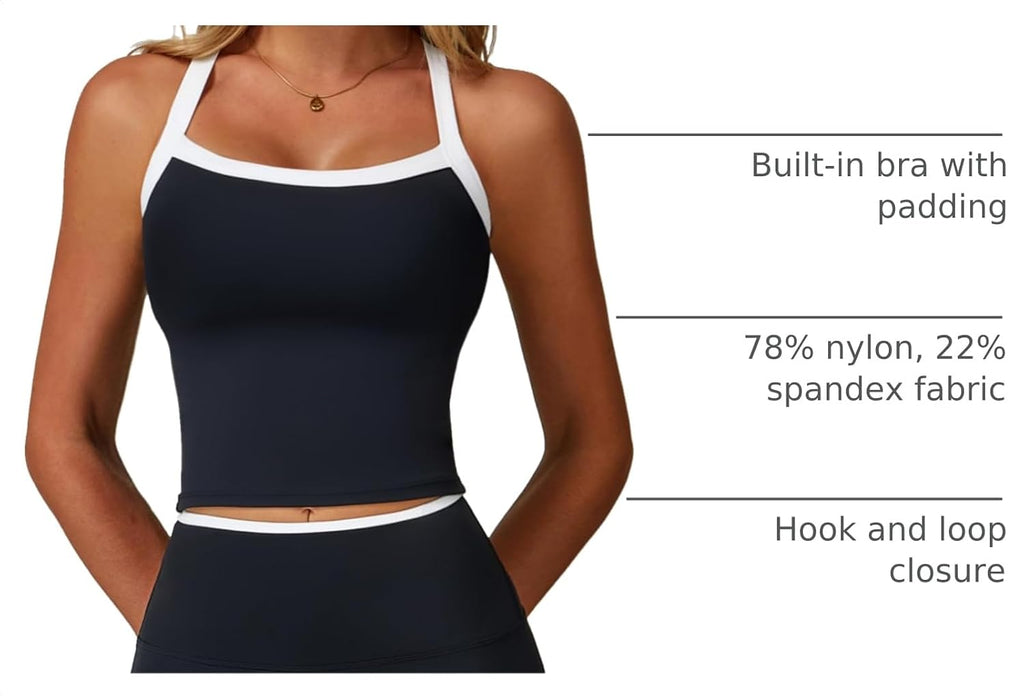 QBGJTD Workout Tank Tops Women Built in Bra Longline Sports Bras
