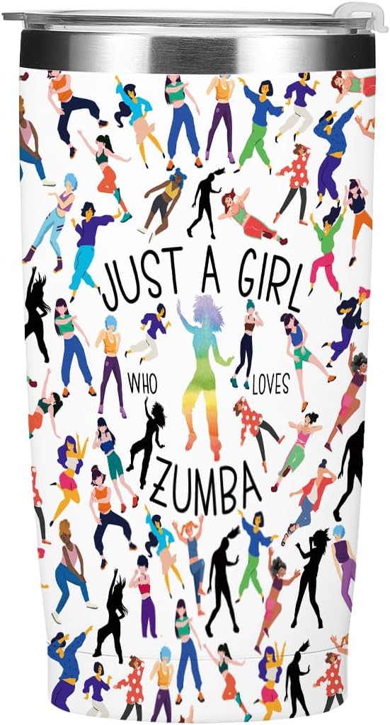 Dance Gifts Zumba Lovers Gift Tumbler, 20 oz Stainless Steel Coffee Mug, Insulated Cup with Lid for Car,Dancing Gifts for Girls Dancer Sister Friend Fitness Teacher Appreciation Birthday Christmas