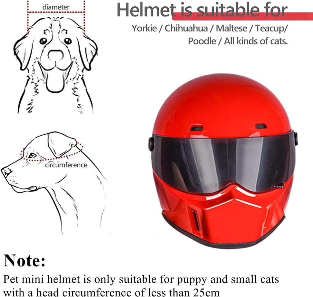 Pet Motorcycle Helmet, Full Face Motorcycle Helmet Outdoor Motorcycle Bike Riding Helmet Hat for Cat Dog Doggie Puppy Kitten Helmet Pet Supplies Racing Car Fan Collectible Small Gift (Red)