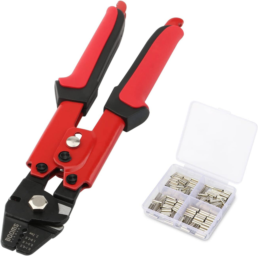 Booms Fishing CP1 Fishing Crimping Pliers, High Carbon Steel Fishing Plier Wire Rope Leader Crimping Tool, 10 inch Crimpers Swager with Ergonomic Handle