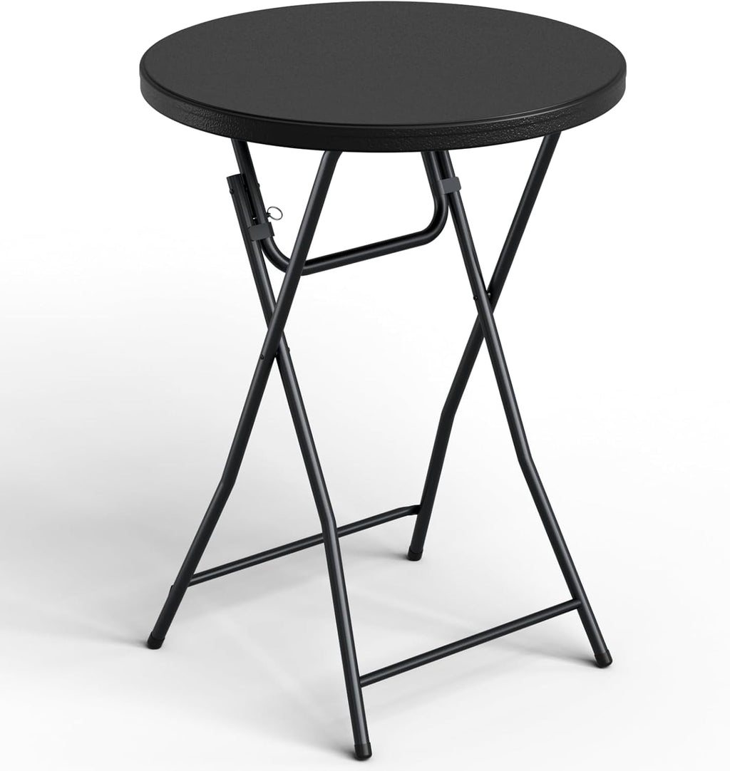 Folding Table, 32 Inch Foldable Cocktail Bar, High Top Round Folding Tables No Assembly, Portable Bistro & Commercial Furniture for Wedding, Banquet, Party, Indoor Outdoor Use