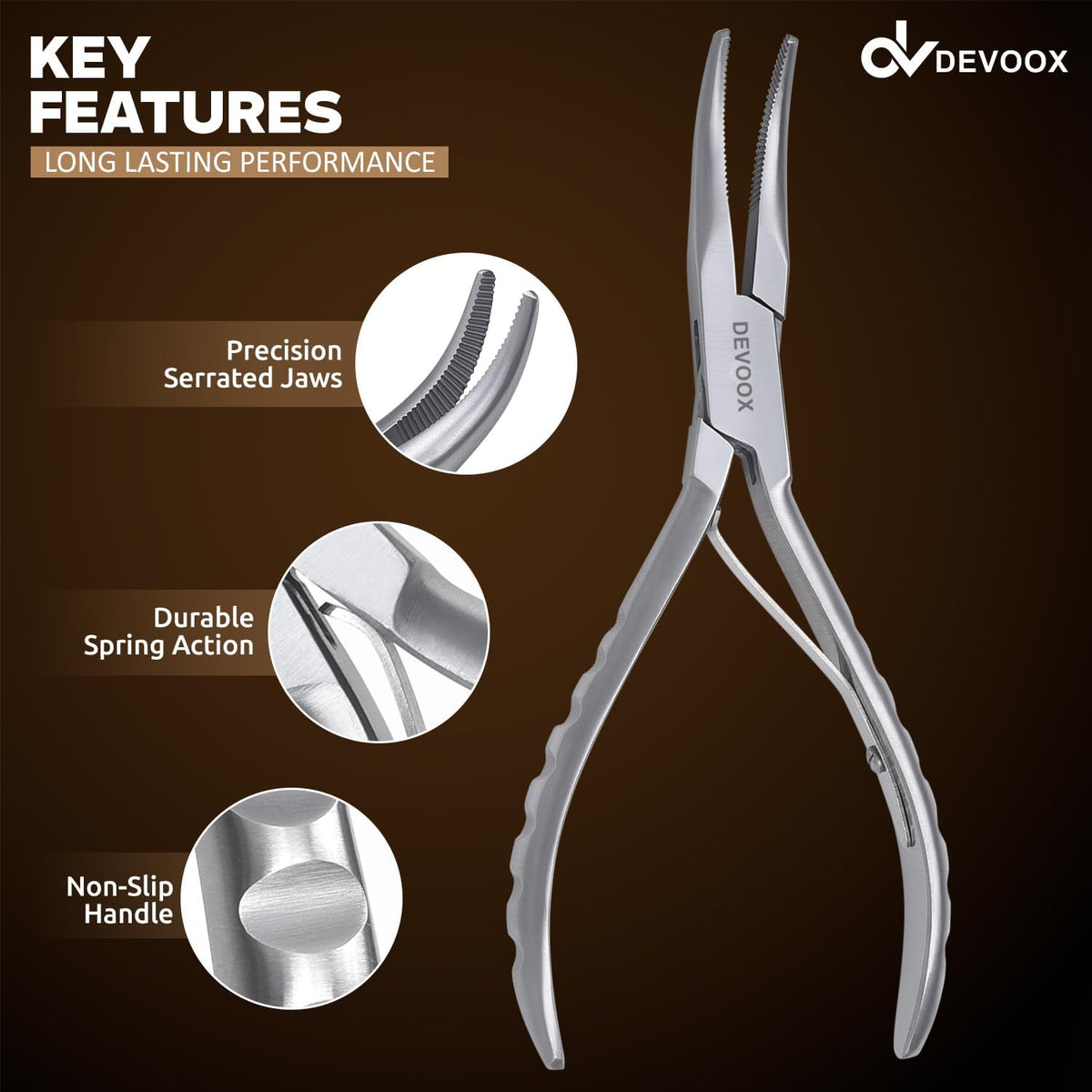 Fish Bone Pliers Curved 6.5" Stainless Steel Japanese Made Needle Nose Pliers for Premium Food Grade Fish Bone Tweezers with Heavy Duty Pin Bone Remover with Non-Slip Grip Fish Deboning Plier.