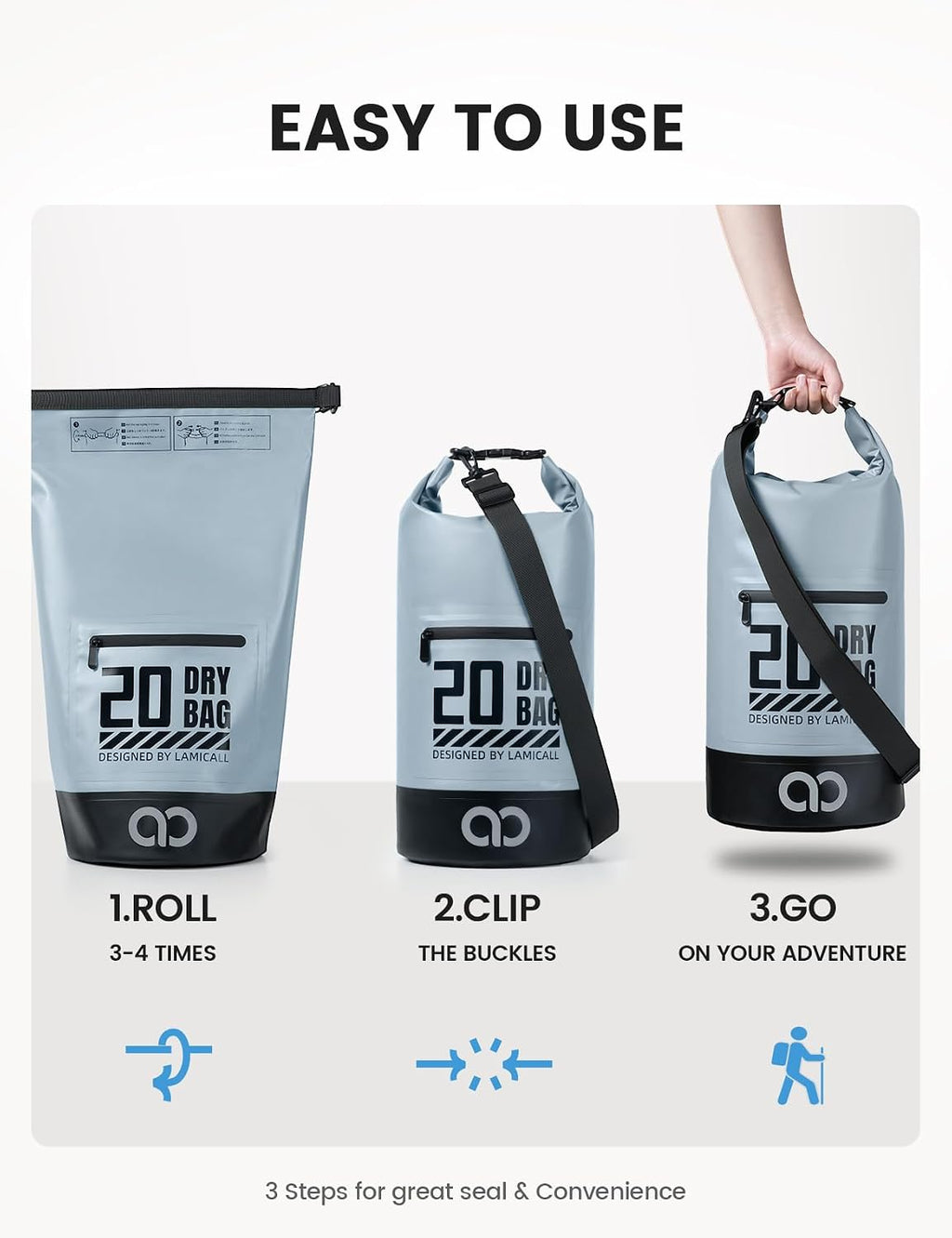 Lamicall Dry Bag Waterproof Backpack with Phone Pouch 5L/10L/20L/30L/40L