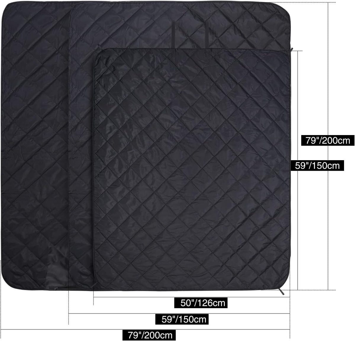REDCAMP Large Camping Blanket with Sherpa Lining, Black 79"x59"