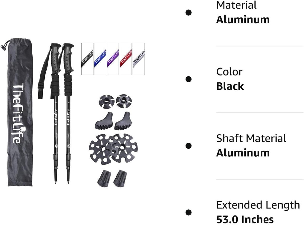 Telescopic Trekking Poles for Hiking, Anti-Shock Nordic Walking Sticks