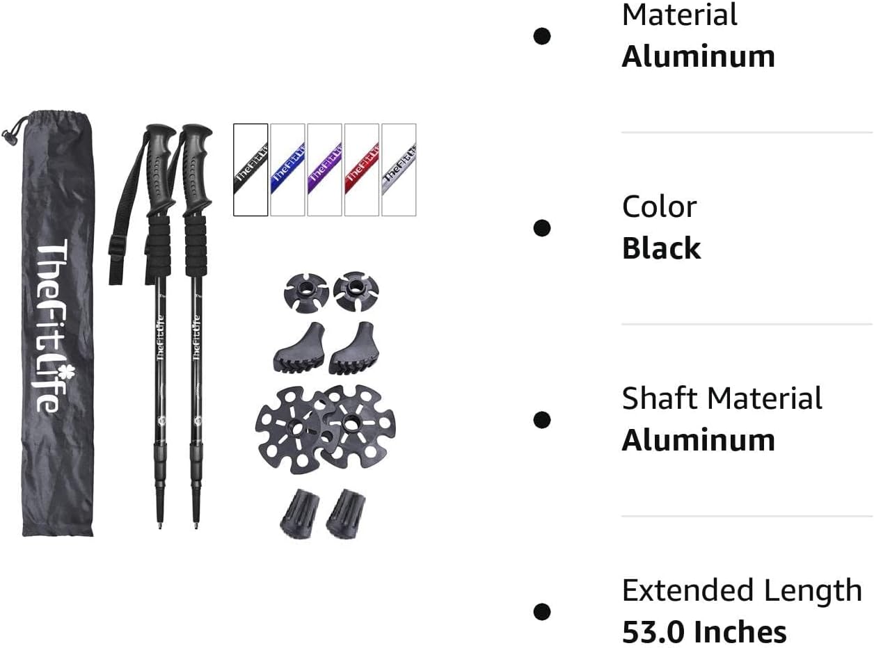 Telescopic Trekking Poles for Hiking, Anti-Shock Nordic Walking Sticks