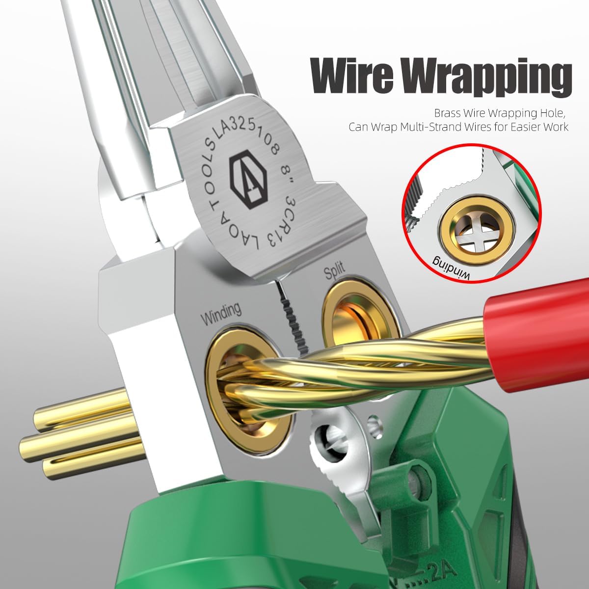 LAOA Wire Stripper Tool with Voltage Tester, 8-in-1 Electrician Pliers with Wire Cutter, Cable Splitter, Wire Puller and Crimper, USB-C Rechargeable Electrical Tool for Electricians and DIY Repairs