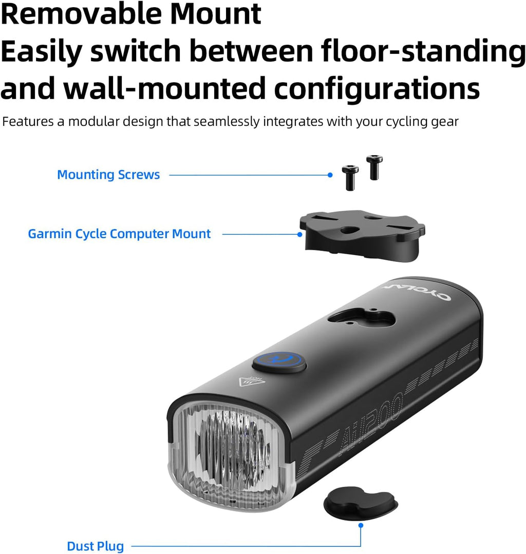 Bike Lights for Night Riding 1200 Lumen Compatible with Garmin/GoPro Mount Bright Bike Headlight 2500mAh Rechargeable Waterproof Aluminum Alloy Anti-Dazzling Bike Front Light for Commuter Cyclists