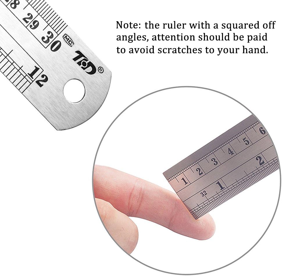 ZZTX Metal Ruler 12 Inches Stainless Steel 6 Pack