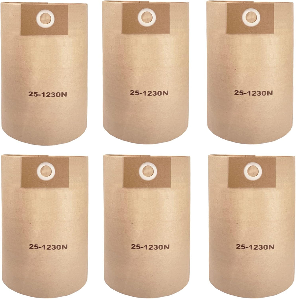 6 Pack 25-1230 Vacuum Bags Fit for Stanley 4-5 Gallon Vac: SL18129, SL18130