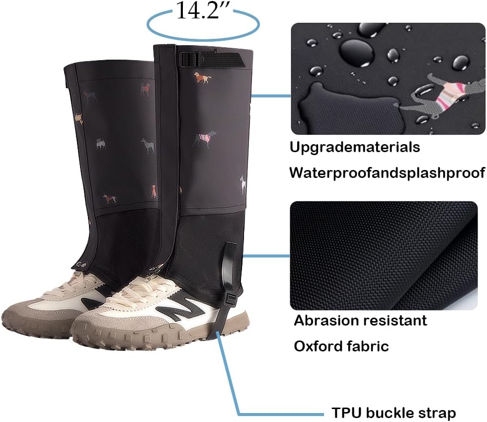 Kids Snow Gaiters, Waterproof Outdoor Leg Gaiters with Adjustable Straps, Anti-Snow Boot Covers for Hiking, Climbing, Snow Play & Winter Adventures