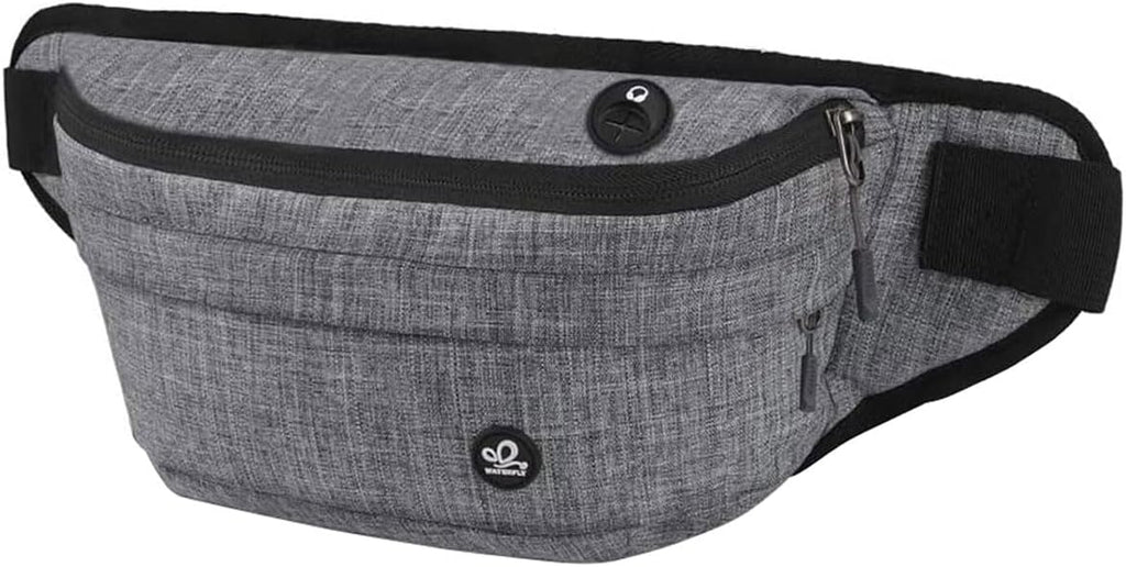 WATERFLY Running Belt Fanny Pack: Runner Marathon Jogging Waist Pack Sport Workout Exercise Fitness Phone Holder Belt for Men Women Jogger Slim Waistband Black