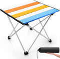 Chunful Portable Camping Table with Aluminum Table Top with Carry Bag 16 x 13 x 11 Inch Folding Beach Desk Easy to Carry for Outdoor Picnic BBQ Cooking Festival Travel Beach Home(Blue Orange Red)