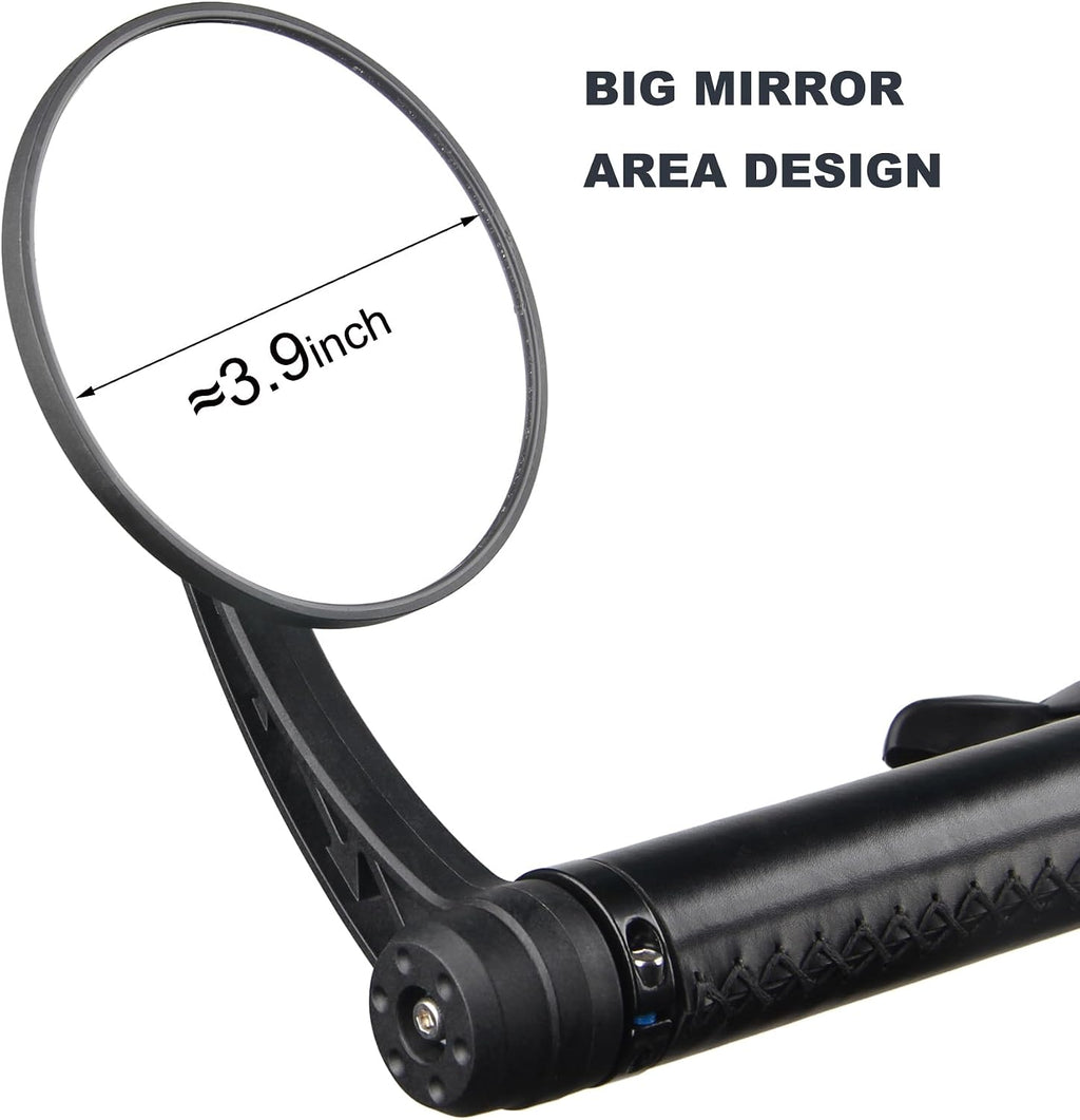 Bike Mirrors Handlebar End Mount, Rotatable And Adjustable Shockproof ebike mirror Wide Angle Bicycle Handlebars End Safe Clear E-Bike Glass Rear View Mirrors