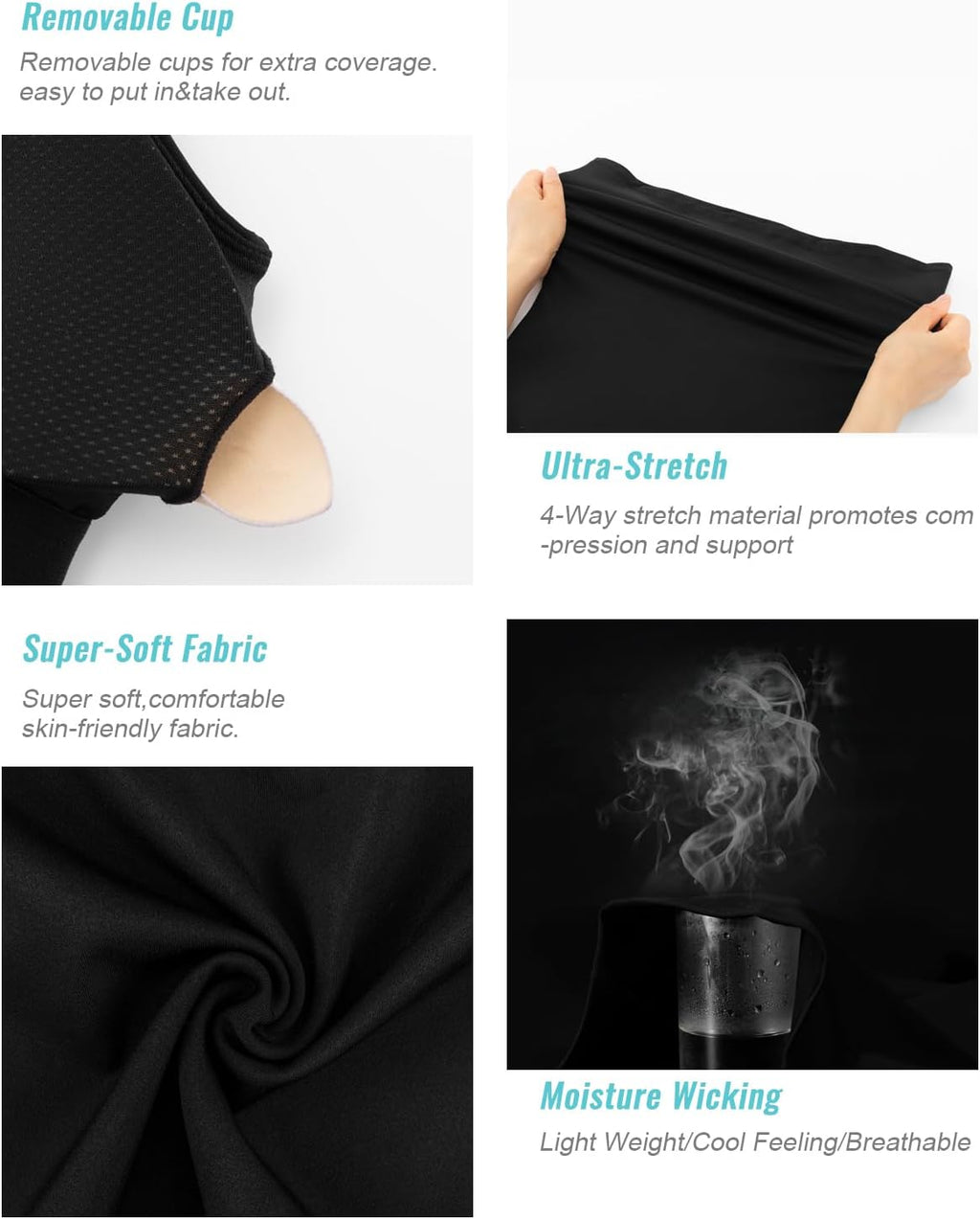 RUNNING GIRL Workout Tops for Women,Strappy Back Black Top with Built in Bras Camisole Yoga Crop Tank Tops Padded