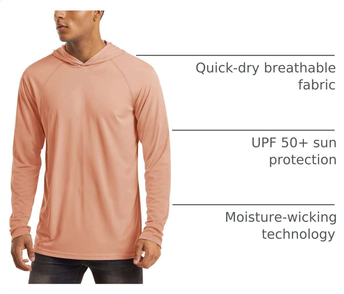 MAGCOMSEN Men's Hooded UPF 50+ Sun Protection T Shirts Long Sleeve Athletic Fishing Shirts Rash Guards