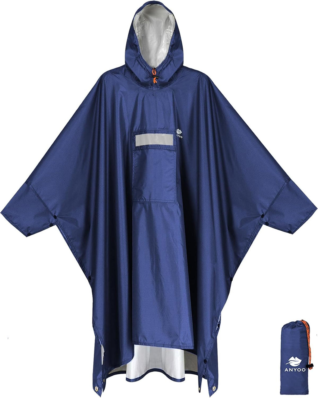 ANYOO Hooded Rain Poncho for Adult Waterproof Lightweight Raincoat