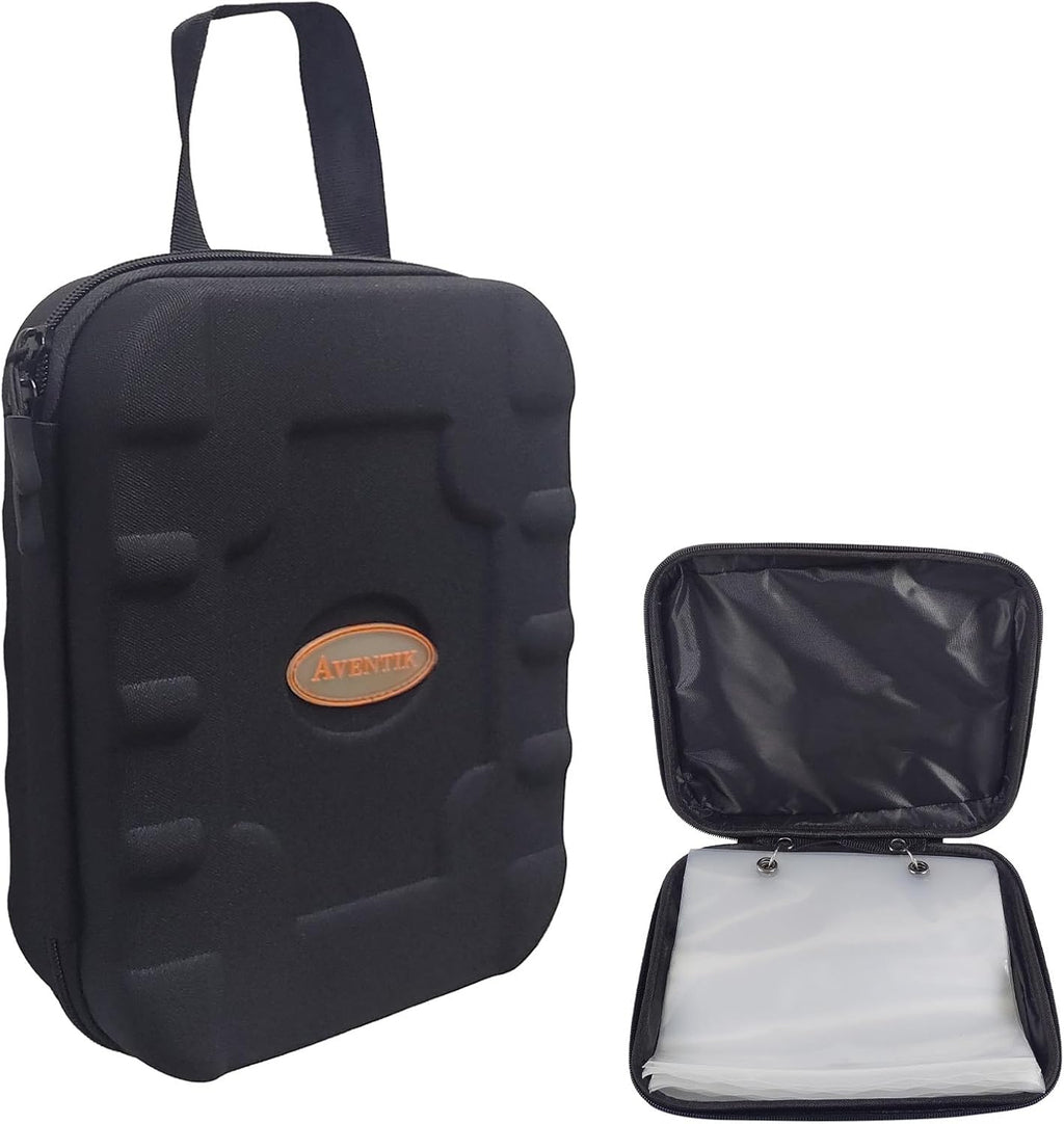 Aventik Fishing Tackle Binder Hard EVA Shell Cover Fishing Bait Organized Storage Saltwater Resistant Fishing Tackle Storage Bag(black)