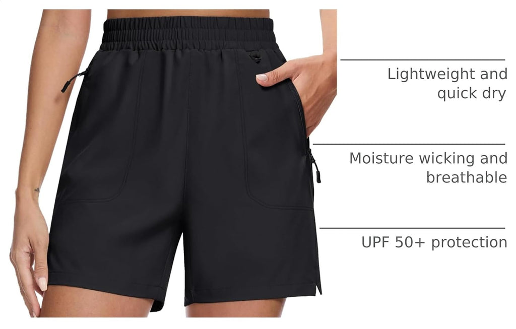 MAGCOMSEN Women's 5" Hiking Cargo Shorts UPF 50+ Quick Dry Lightweight Golf Athletic Casual Summer Shorts with Pockets