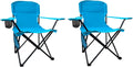 Folding Camping Chair with Cup Holder & Storage Bag, 225lbs Capacity, Large Anti-Sink Feet, Breathable PE Coated Fabric for Outdoor, Hiking, Beach, Fishing, Backpacking, 2PCS Blue