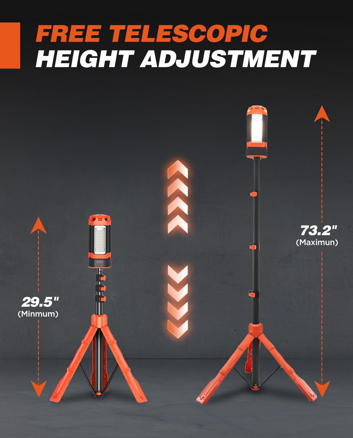 Saker Portable Camping Light with Stand 12000mAh 73.2" Work Light LD10