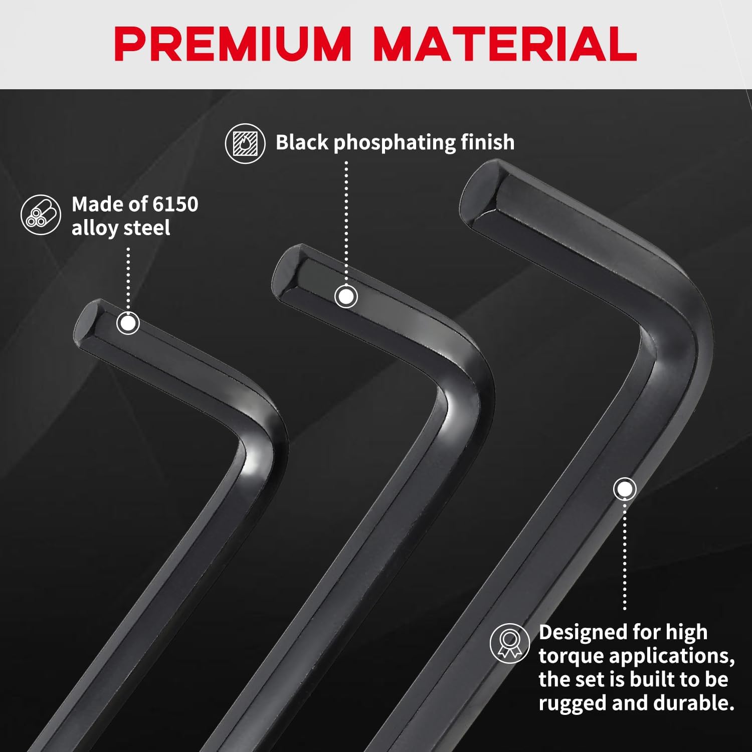 Reniteco 30 PCS Hex Head Key Allen Wrench Tool Set Organizer Kit Alloy Steel L Shape Black Metric (0.7-10 mm) SAE (0.028"-3/8") Standard In Storage Case Long Short Arm