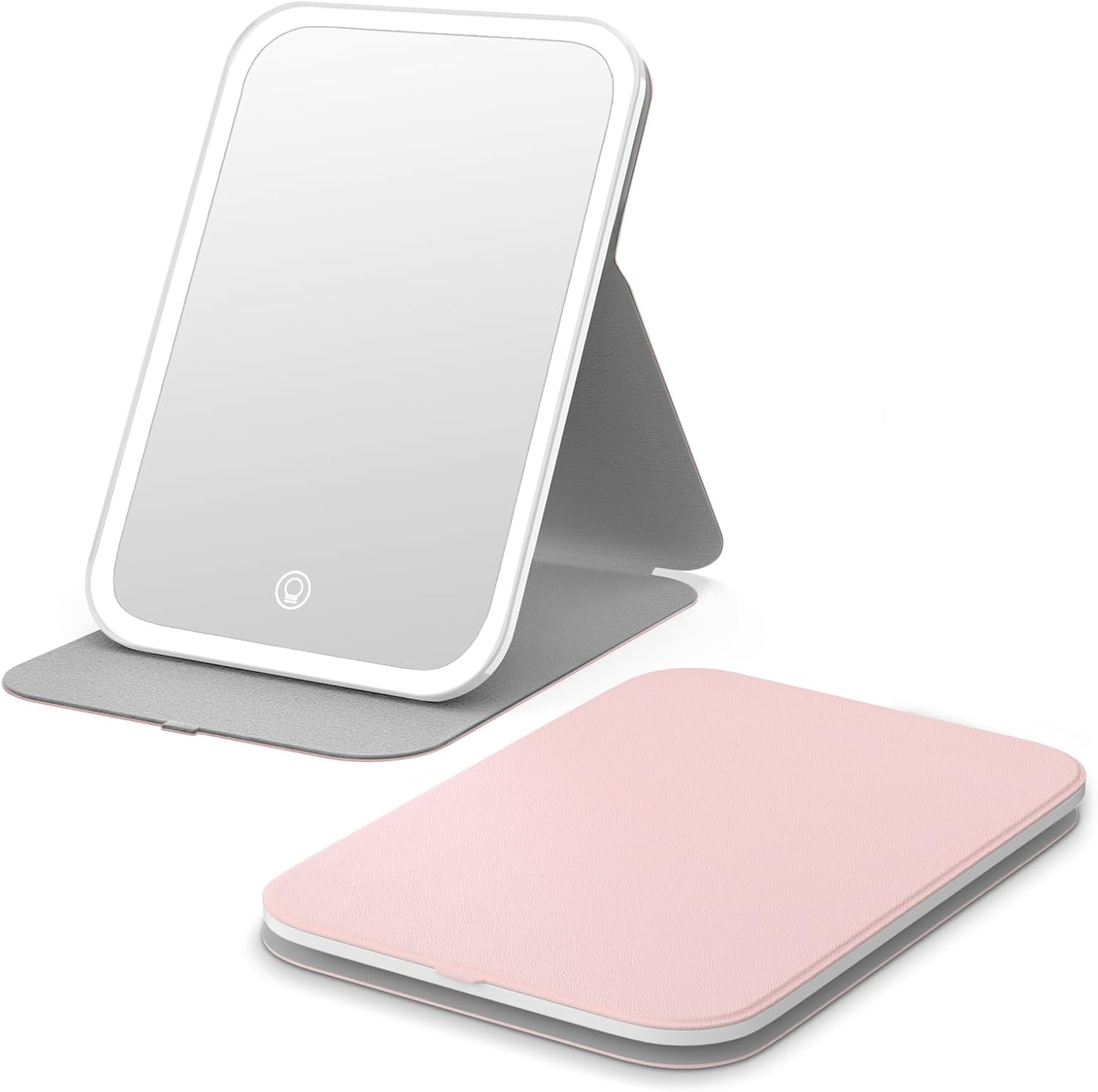 Kintion Travel Makeup Mirror, Portable LED Lighted Folding Mirror (White)