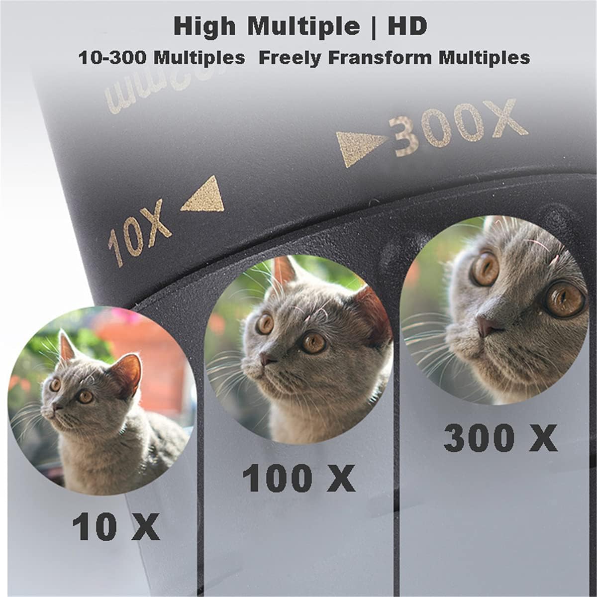 AISHFP 4K 10-300 X 40 MM Telescope, Super Zoom High Power Scope Night Vision Waterproof Military Monoculars Telescope for Camping Travelling,No Tripod