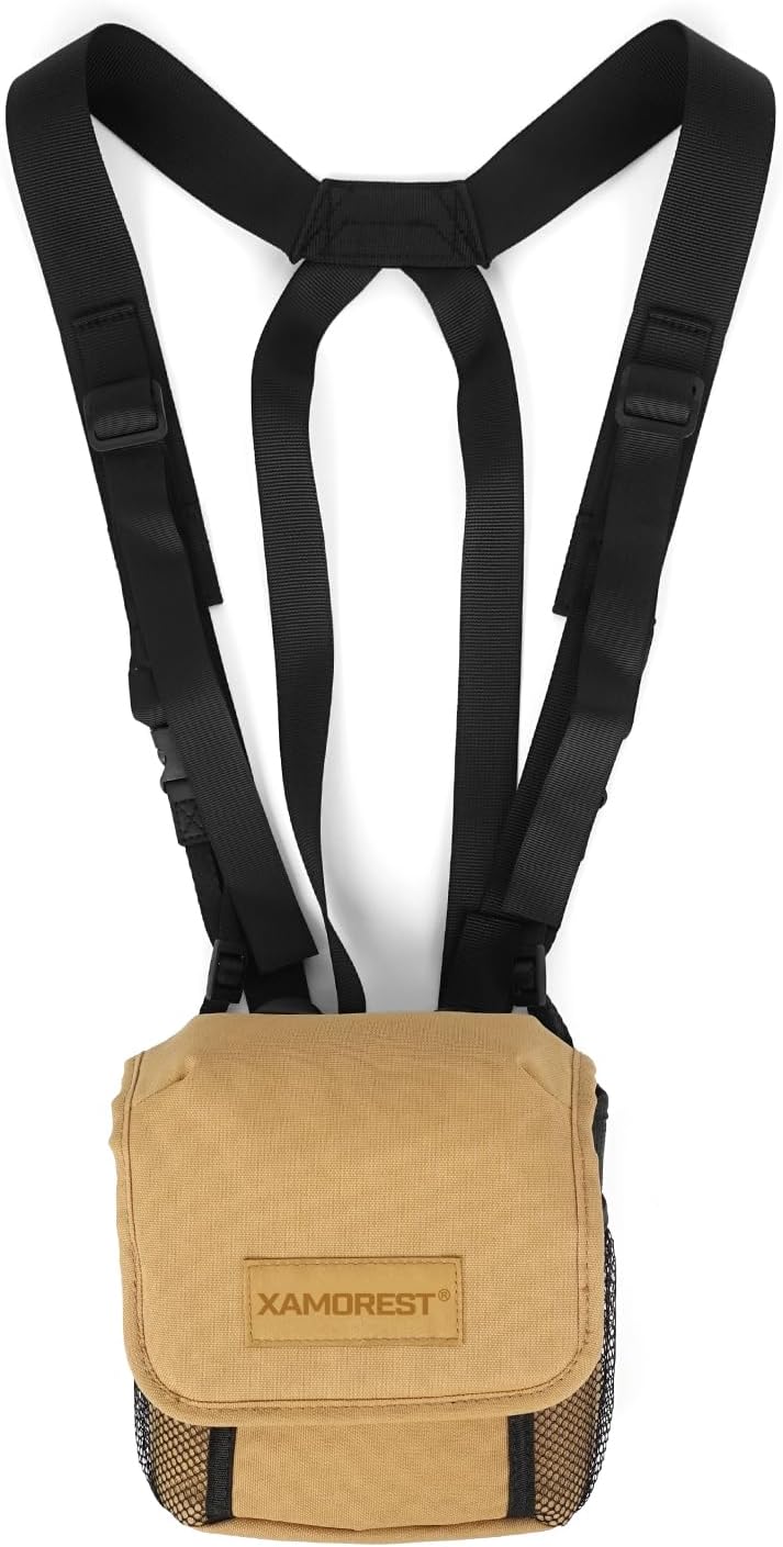 Universal Binocular Case, Binocular Harness for Hunting Case with Adjustable Shoulder Straps 2 Mesh Pockets for Hiking, Hunting, Backpacking, Outdoor Travel