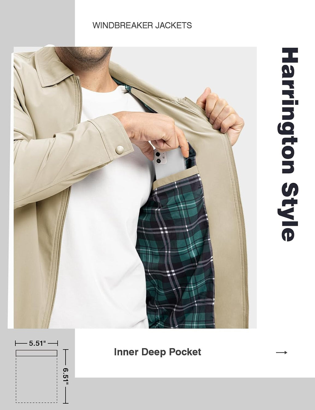 TBMPOY Mens Lightweight Jackets Light Windbreaker Full Zip Casual Work Jacket Golf Business Fall Track Coat with Pockets