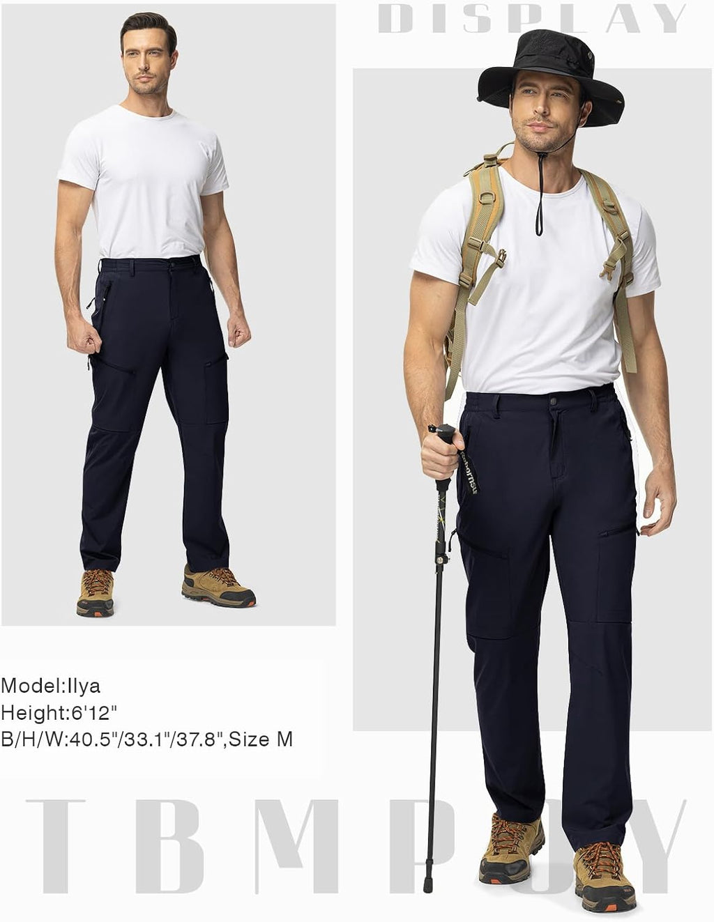 TBMPOY Mens Hiking Pants Lightweight Water Resistant Travel Outdoor Fishing