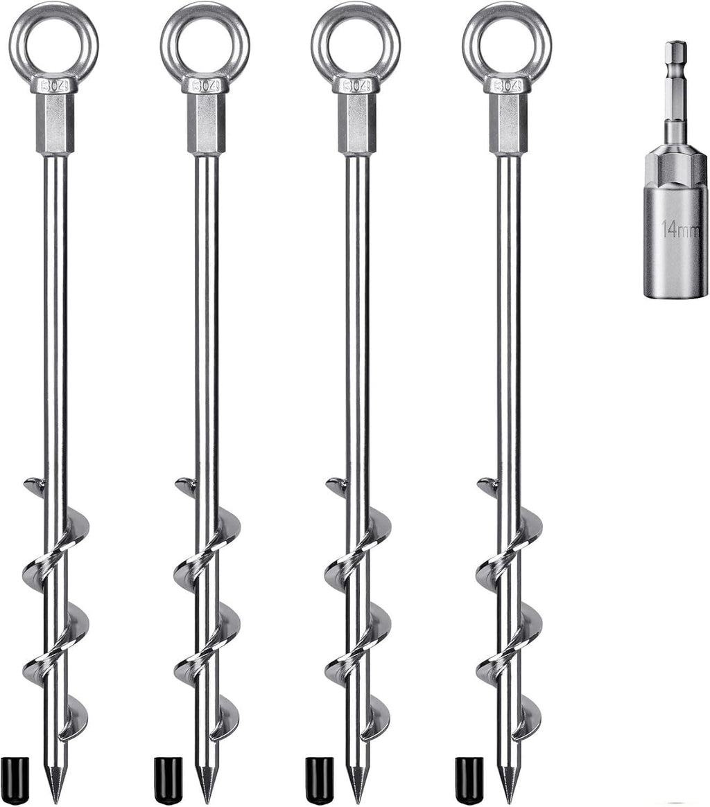 12" Tent Stakes, Heavy Duty Ground Anchor Kit, 4 Pack