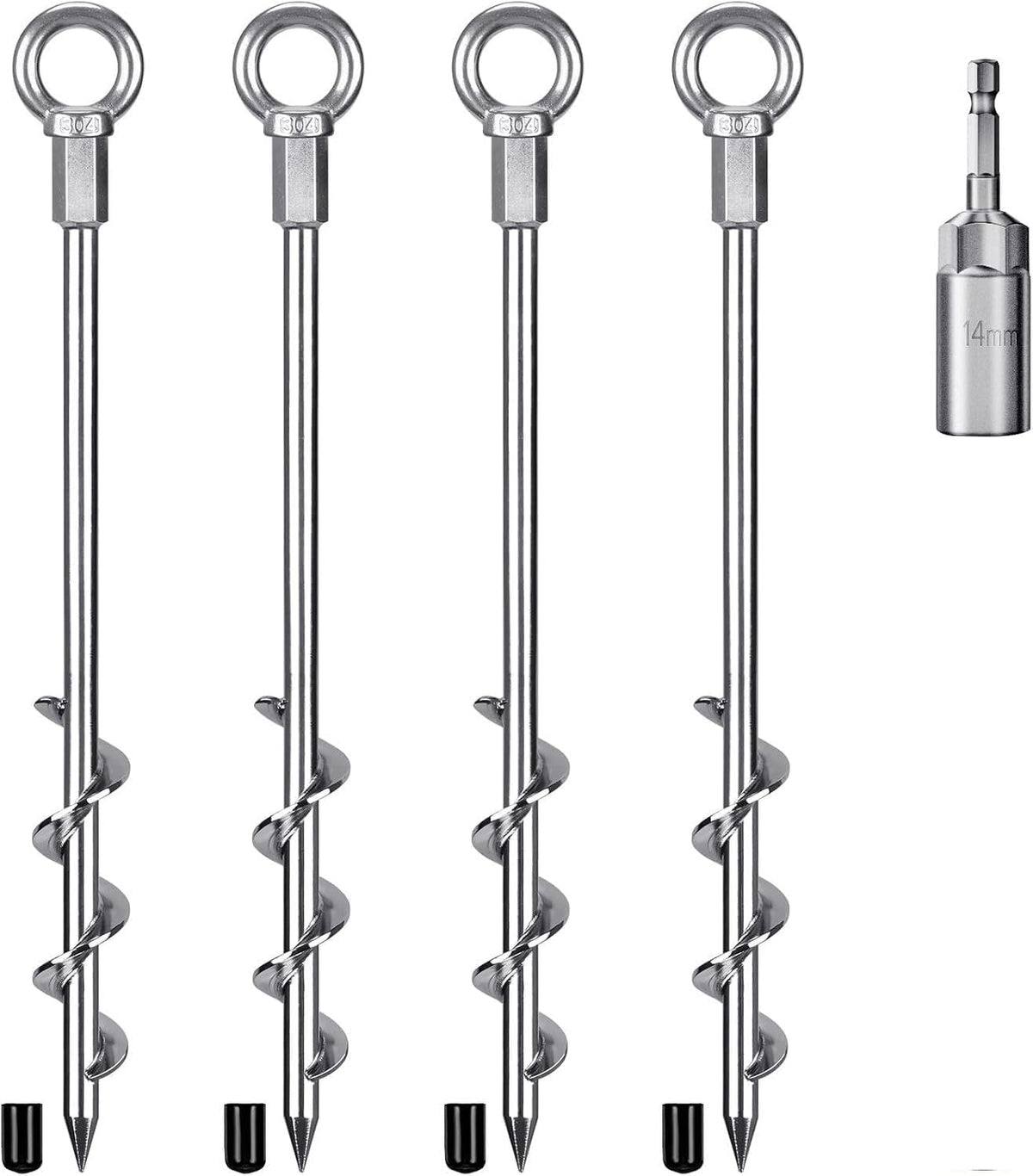 12" Tent Stakes, Heavy Duty Ground Anchor Kit, 4 Pack