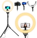 UBeesize 14'' LED Foldable Ring Light with 62'' Tripod Stand, Selfie Ring Light for Video Recording, Live Streaming, TikTok & YouTube, Compatible with iPhone & Android (Black)