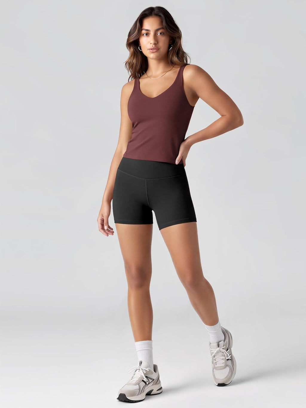 ODODOS Women's Tank Top with Built in Bra - Buttery Soft U Back Light Support Workout Yoga Sports Bra