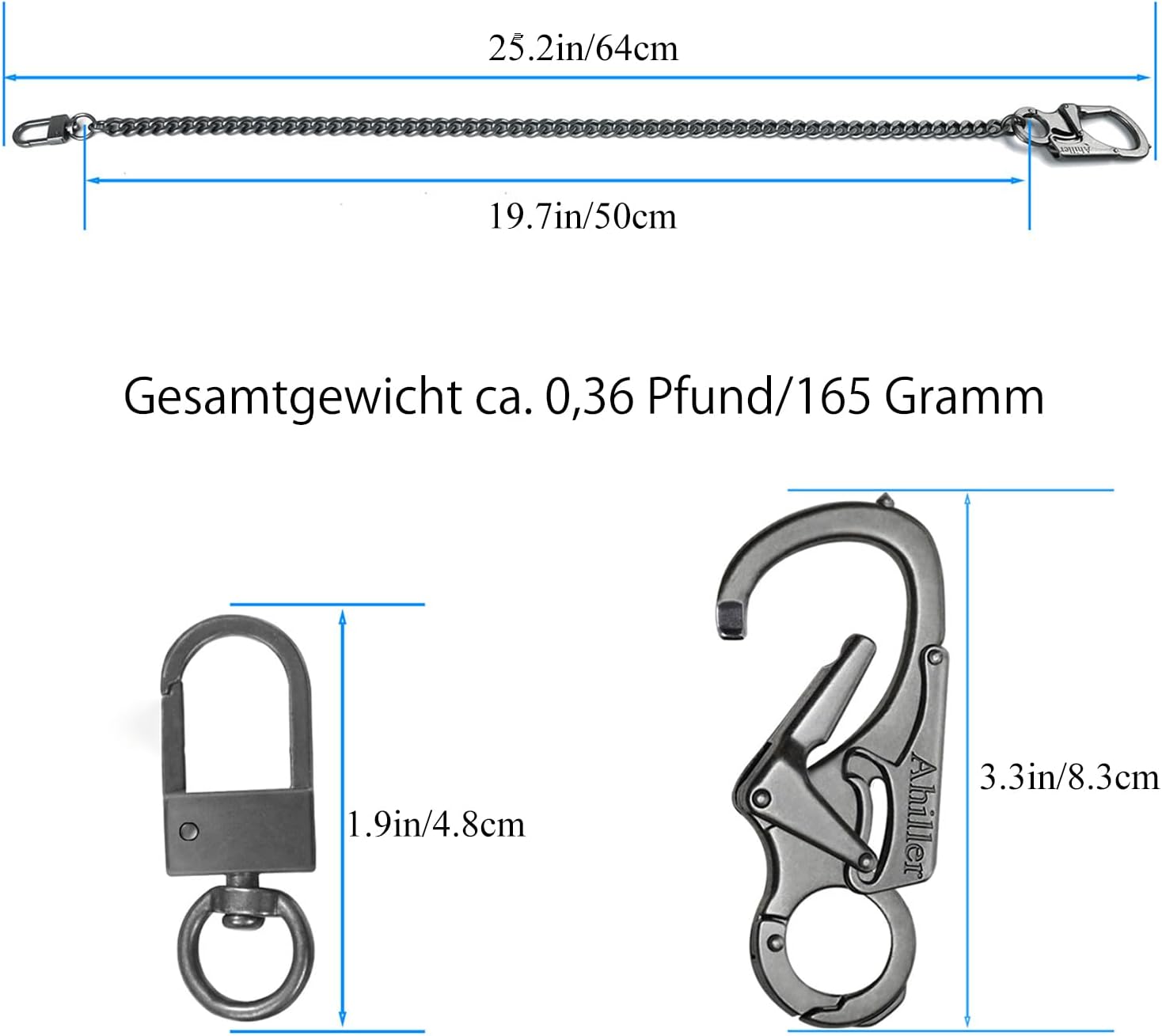Ahiller Anti-Theft Wallet Chain Security Key Chain for Men