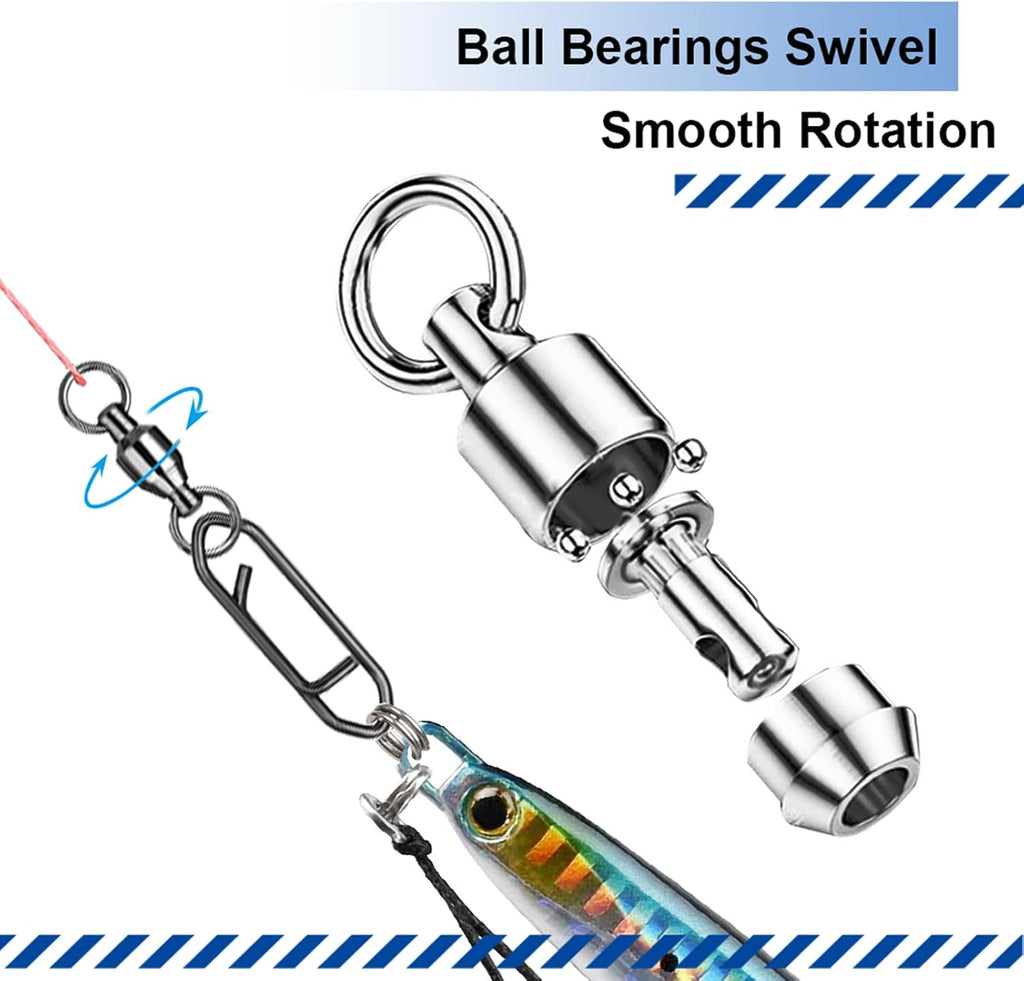 Atibin Snap Connector Fishing Swivels Stainless Bearing Ball Snap Swivels Steel Quick Change Fishing Clips Swivel Black Nickel