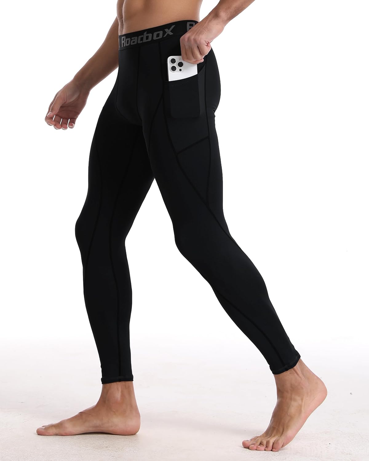 Roadbox 2 Pack Mens Compression Pants, Running Tights Leggings with Pockets