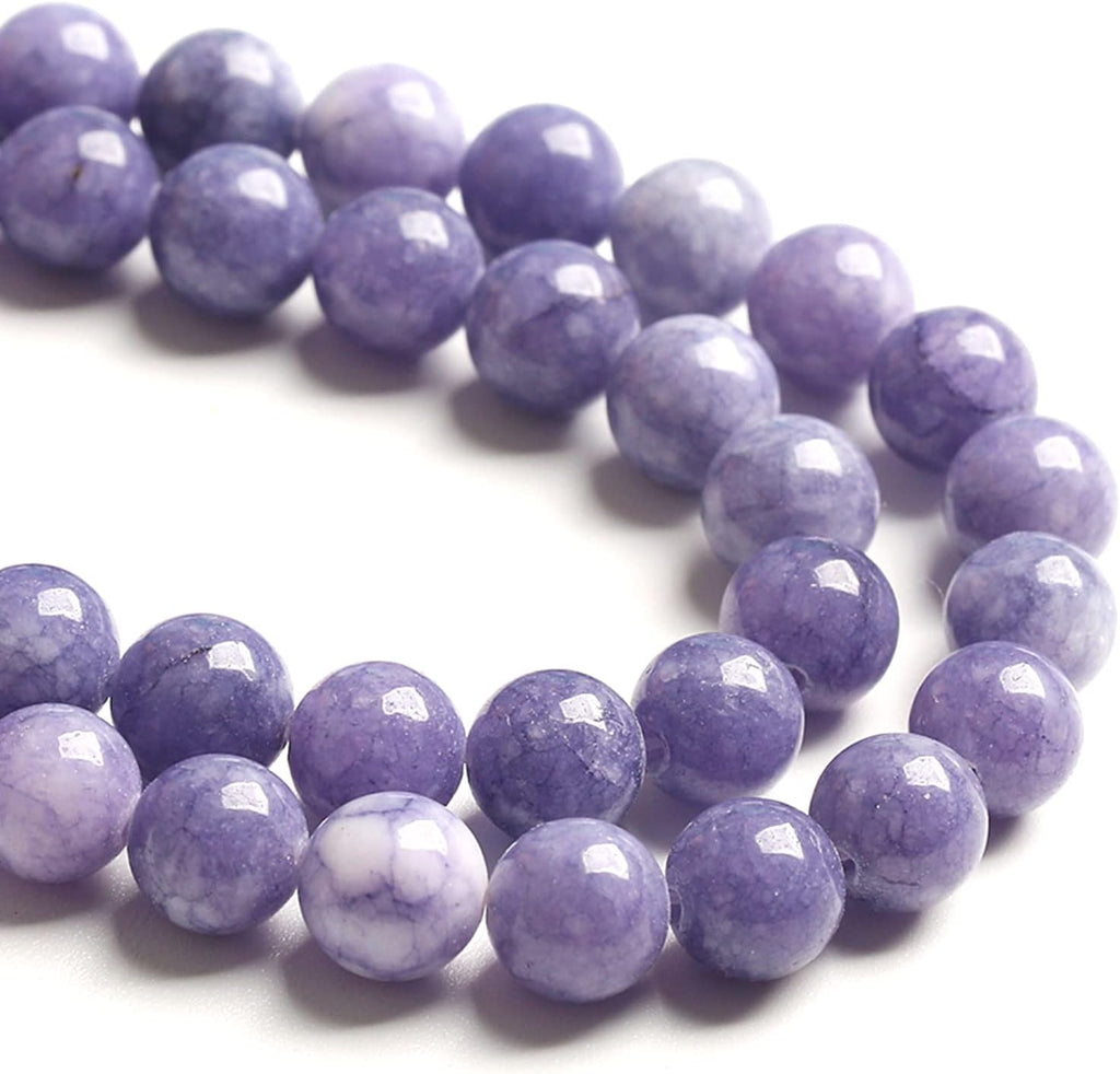 75PCS 10MM Lavender Purple Chalcedony Stone Loose Beads for Jewelry Making DIY Bracelet Necklace